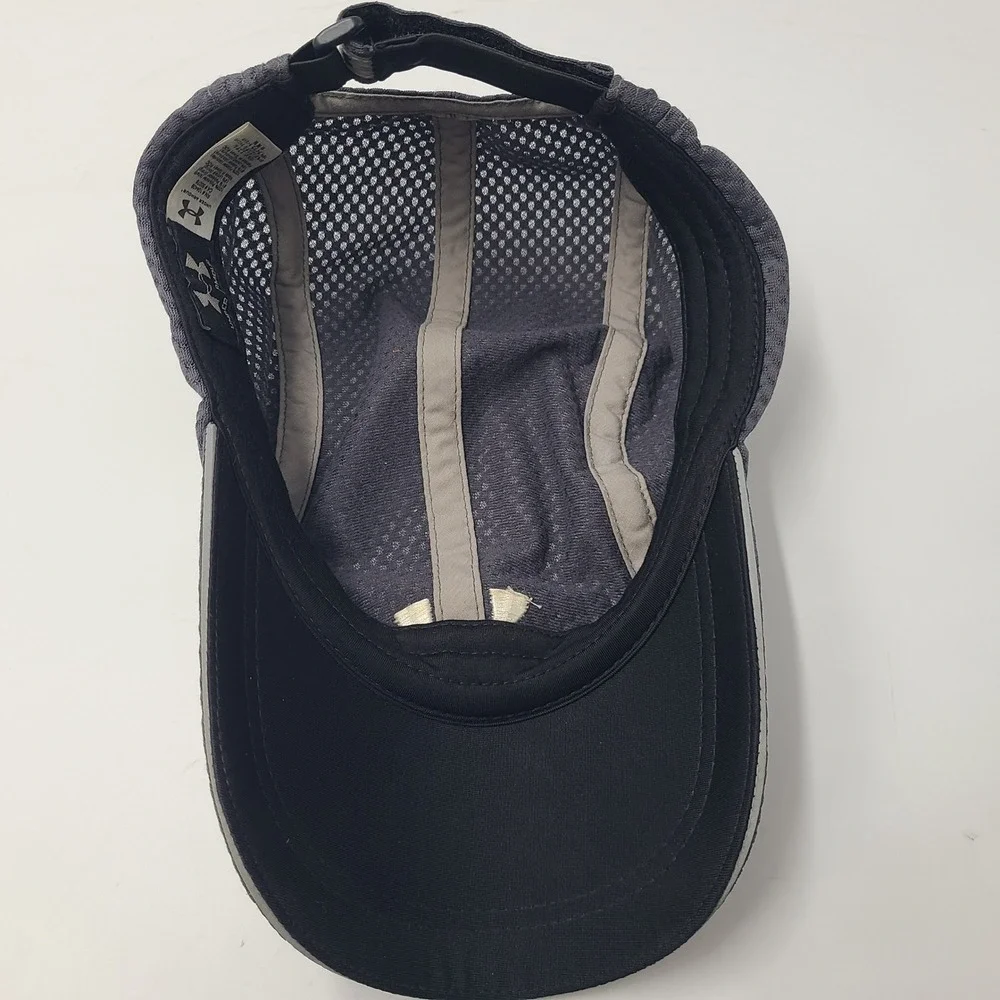 Under Armour Hat Adjustable 4 Panel‎ Gray White Jersey Mesh Performance Running